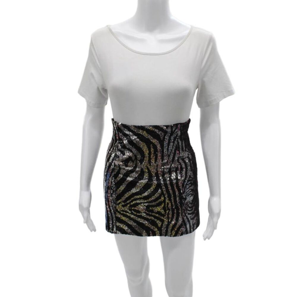 Halpern Women Black Animal Print Straight Pencil Skirt Polyester Zip Size 36